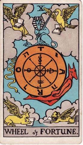 Wheel of Fortune Tarot Card from Ride Waite Deck